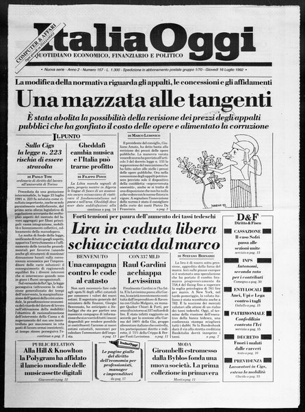 Italia oggi : quotidiano di economia finanza e politica